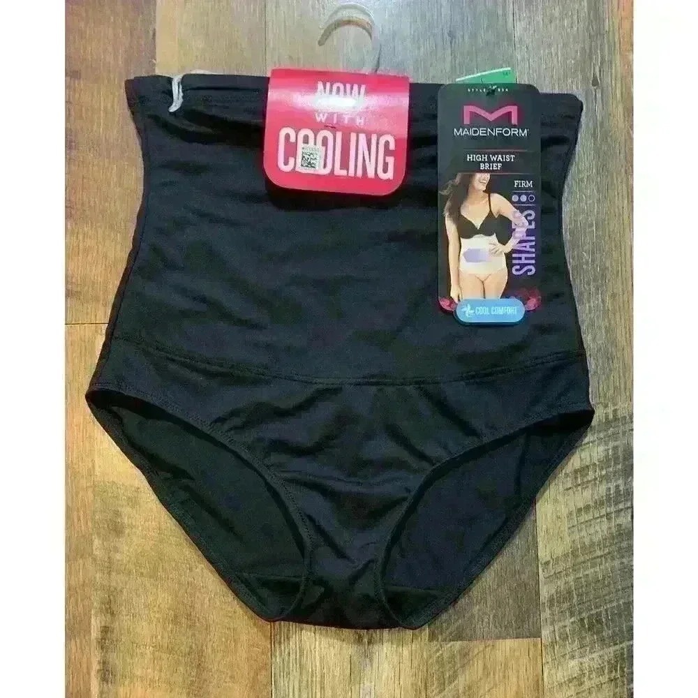 Maidenform Firm Control‎ High Waist Shaping Brief Underwear Size L Black FL1854